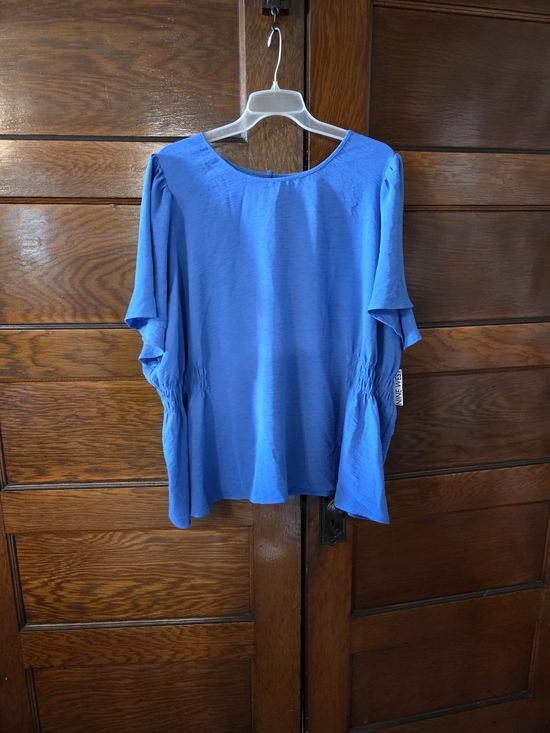 Nine West Tops - Nwt 3x Nine West Electric Blue Short Ruffle Sleeve Blouse
